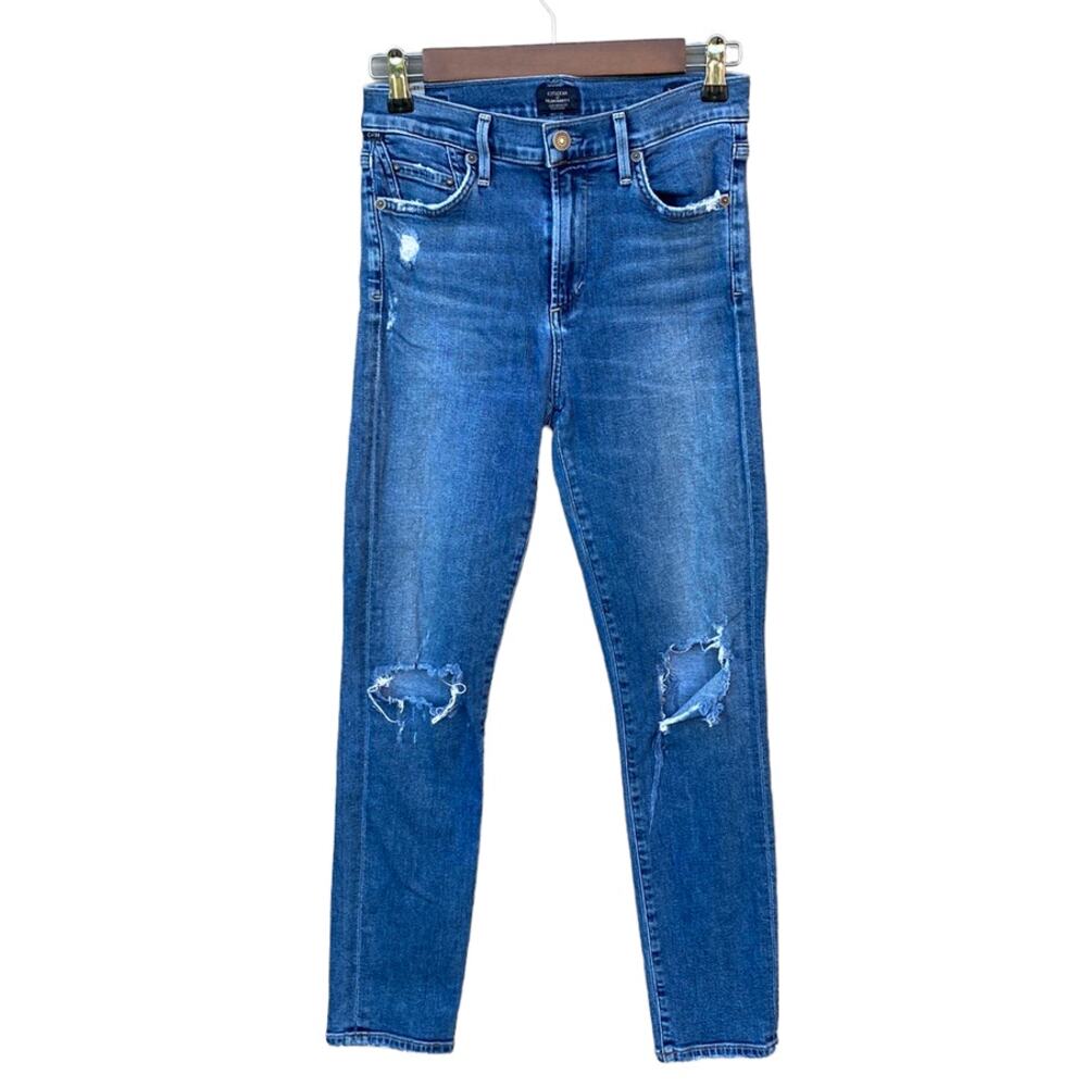 New Citizens of Humanity Rocket Crop High Rise Skinny Ripped Destroyed Jeans 27